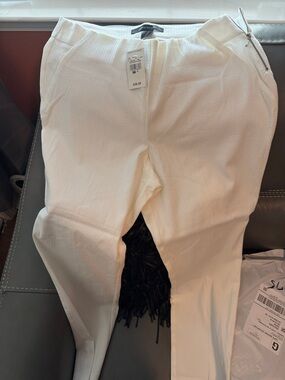 Zara Ivory Textured Pull-On Pants